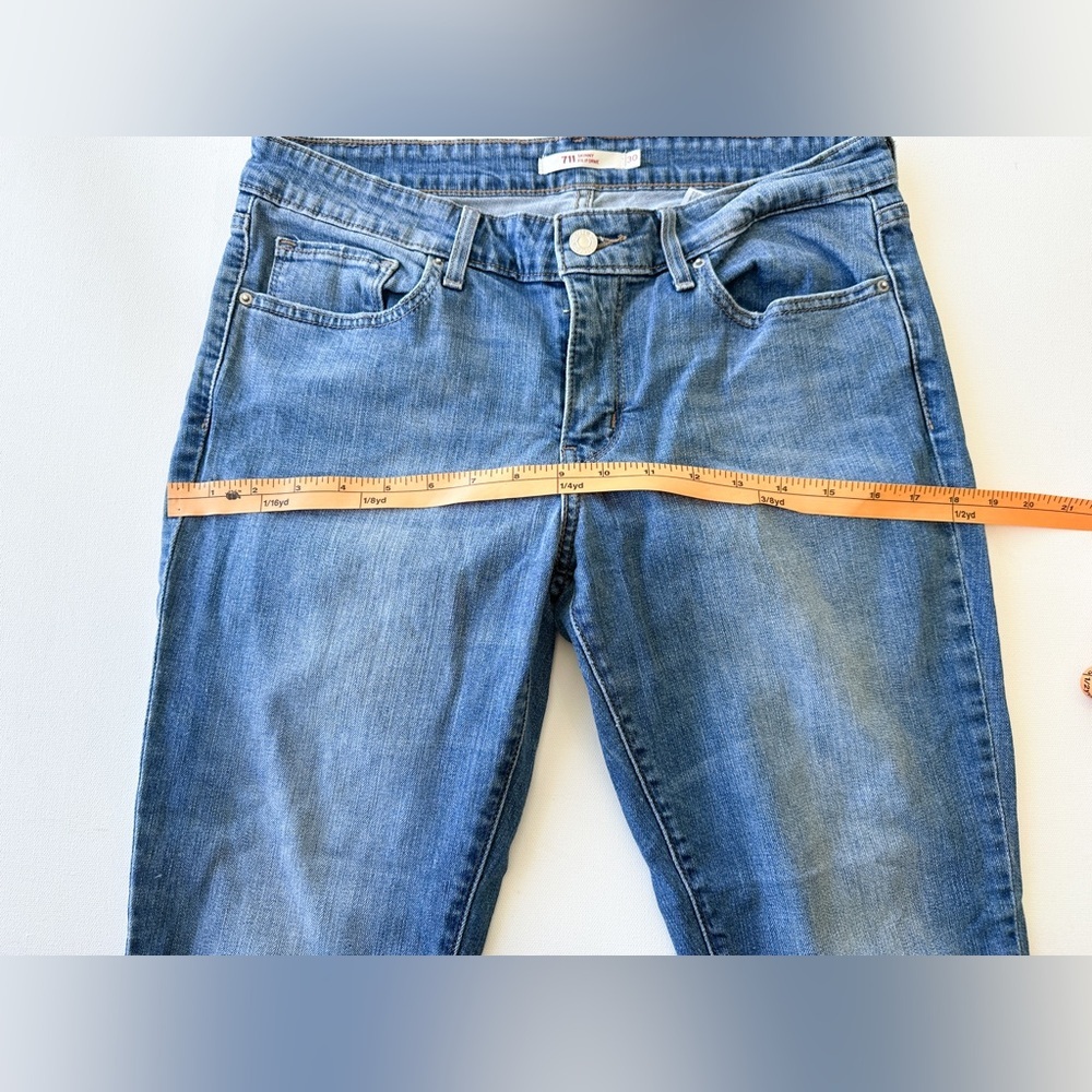 Levi 711 Skinny Denim Jeans - Mid Wash Blue / Size 30 - Picture 8 of 10